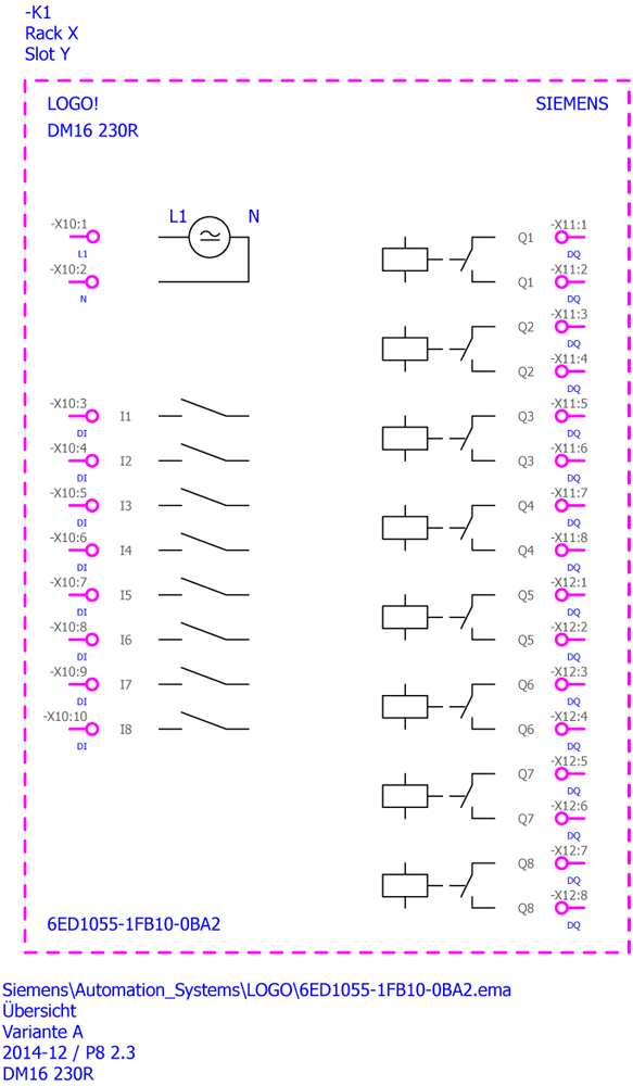 LOGO! DM16 230R Rozšiřující modul, SV/I/O: 230V/230V/Relé, 4TE, 8 DE/8 DA pro LOGO! 8