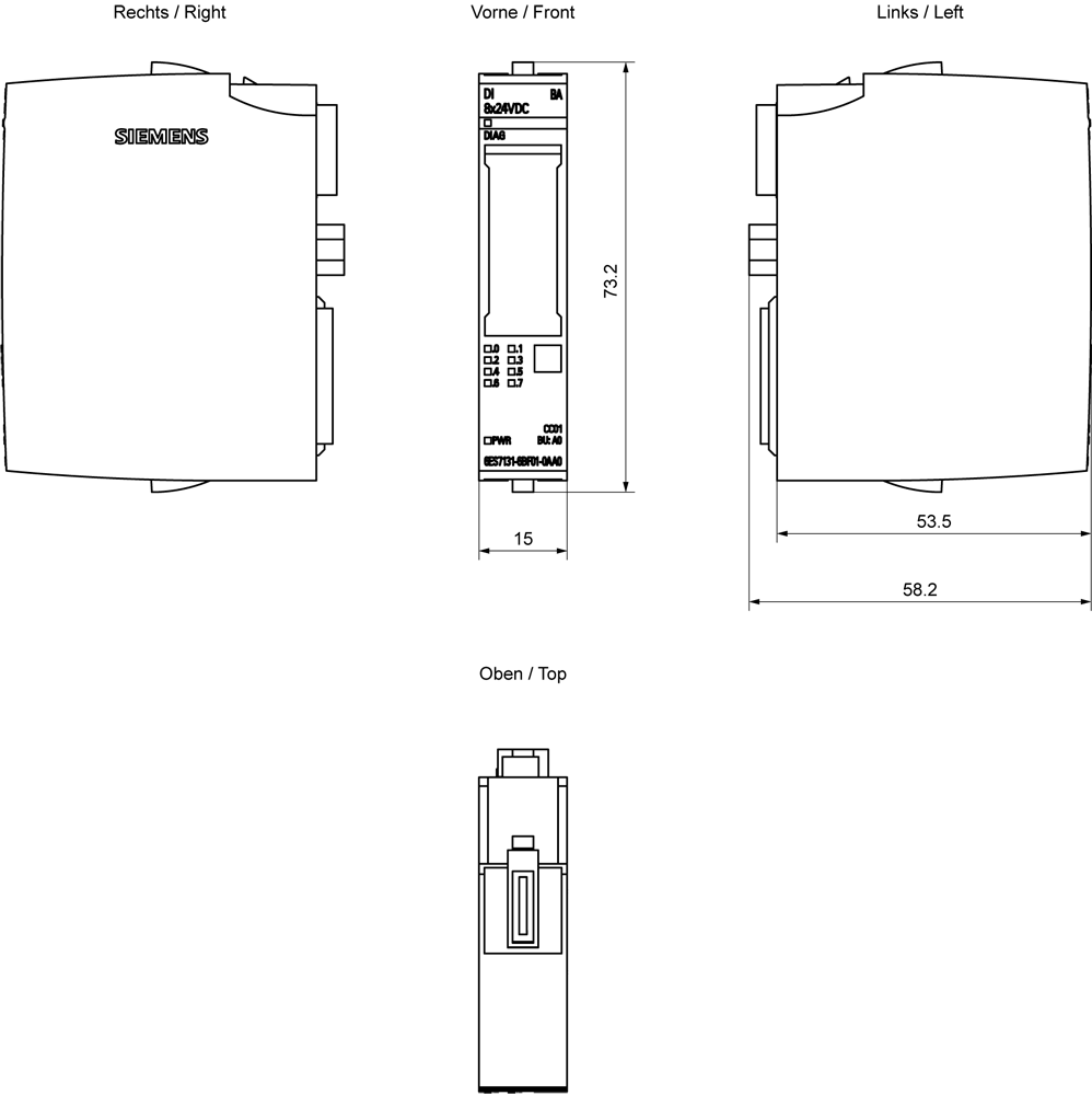 6ES7131-6BF01-2AA0 SIMATIC ET 200SP DI 8x24VDC BA PU 10