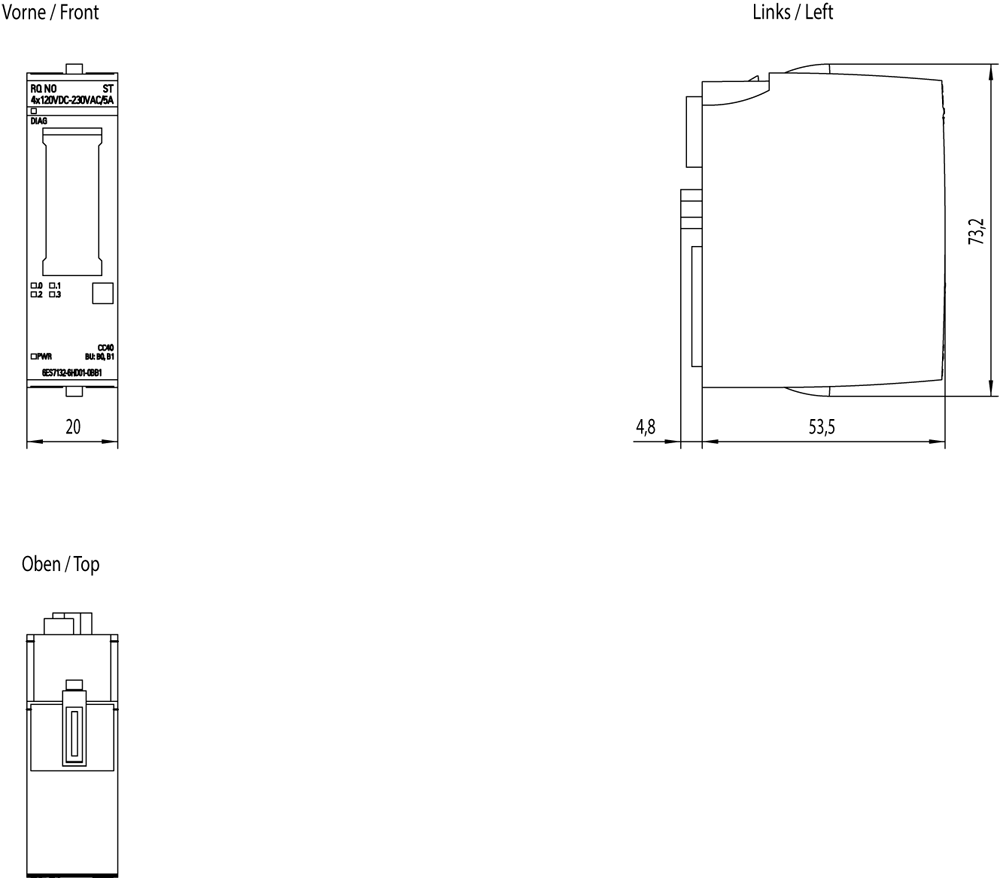 6ES7132-6HD01-0BB1 SIMATIC ET 200SP RQ 4x120 VDC ... 230 VAC/5 A NO ST