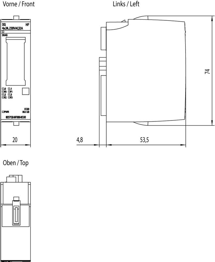 6ES7132-6FD00-0CU0 SIMATIC ET 200SP DQ 4x24 ... 230 V AC/2 A HF