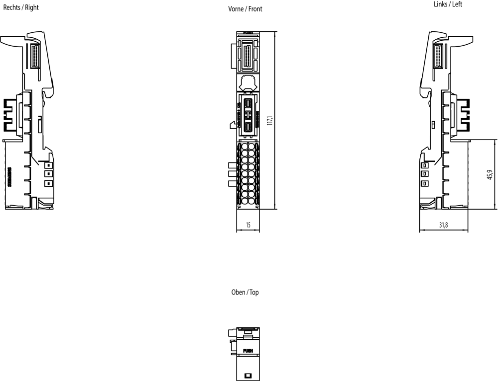 SIMATIC ET 200SP PotDis BU type P2, dark version PU 1