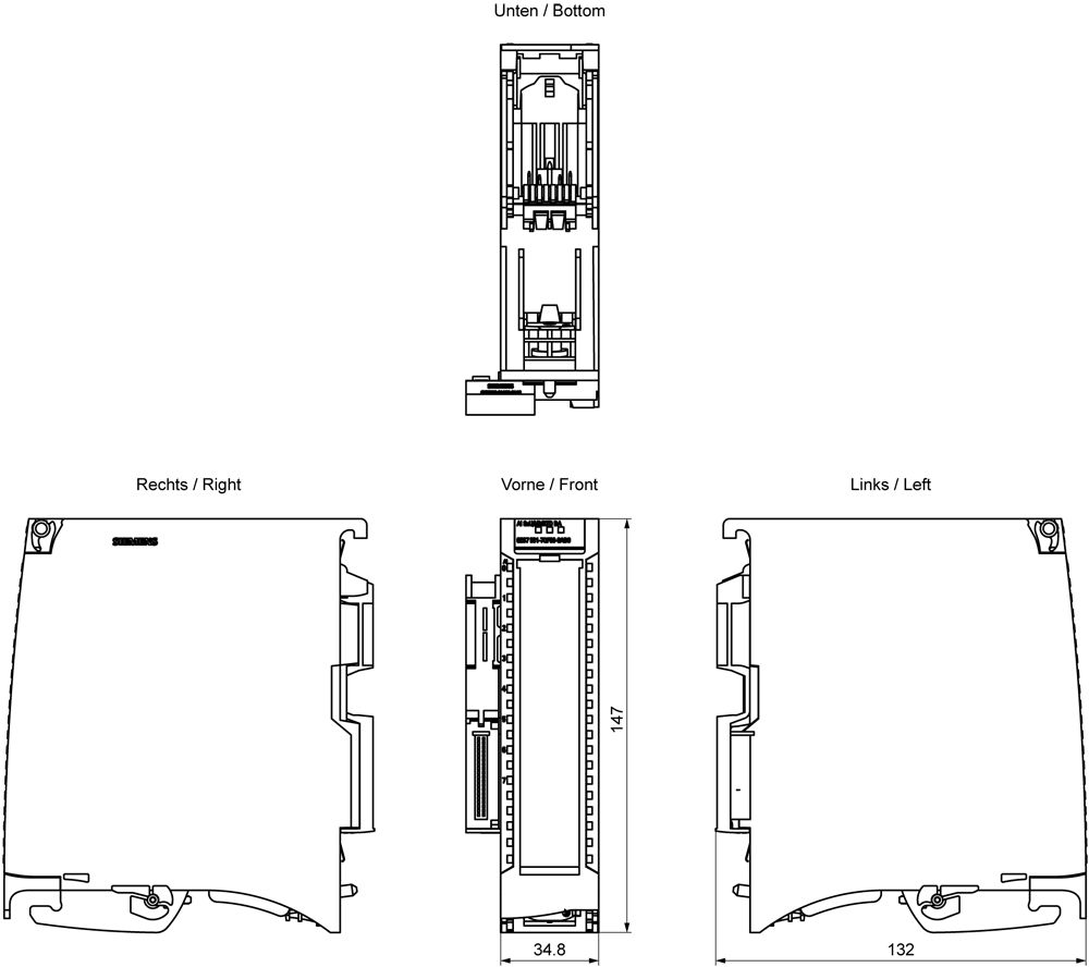 SIMATIC S7-1500 AI 8xU/I/R/RTD BA 35 mm Incl. power supply element, shield bracket, and shield terminal