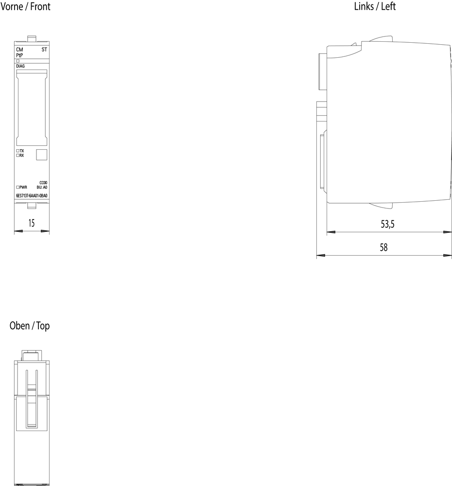SIMATIC ET 200SP CM PtP RS 232, RS 422 / 485 Freeport, 3964(R), USS, Modbus RTU