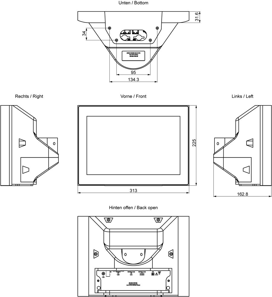 SIMATIC HMI SIMATIC HMI TP1200 Comfort PRO Prepared for support arm and extension components