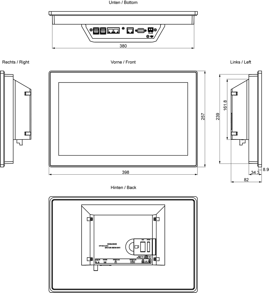 SIMATIC HMI MTP1500 Unified Comfort Neutral front