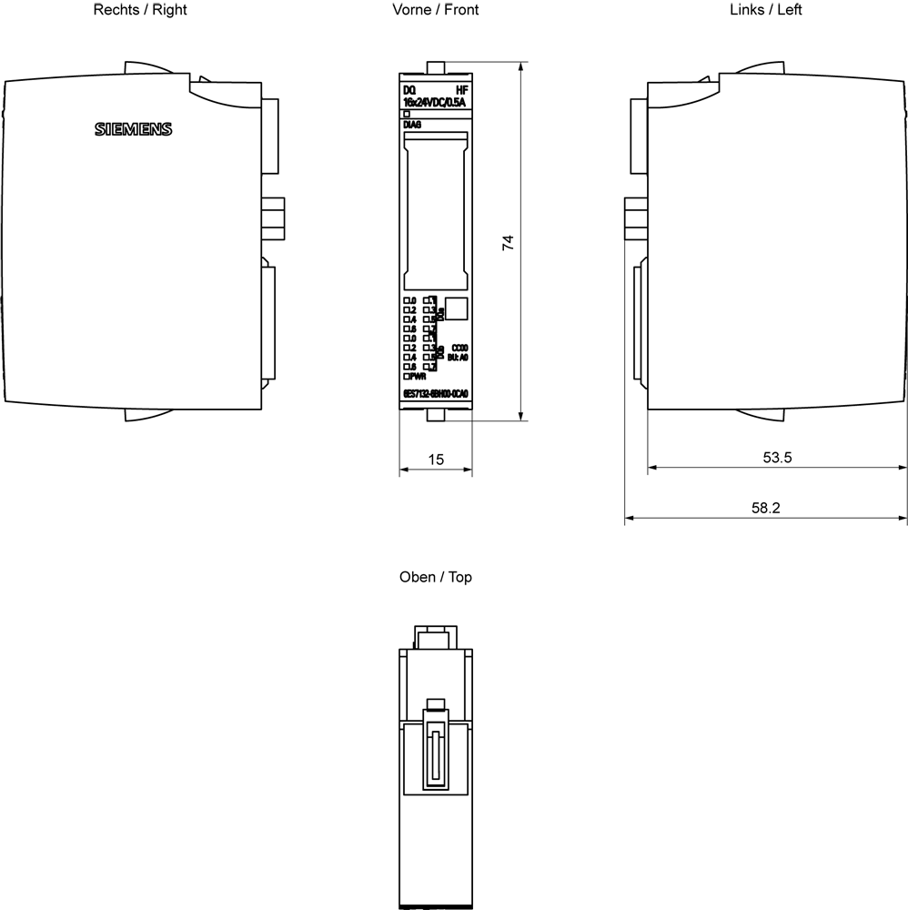 6ES7132-6BH00-0CA0 SIMATIC ET 200SP DQ 16x24VDC/0.5A HF PU 1