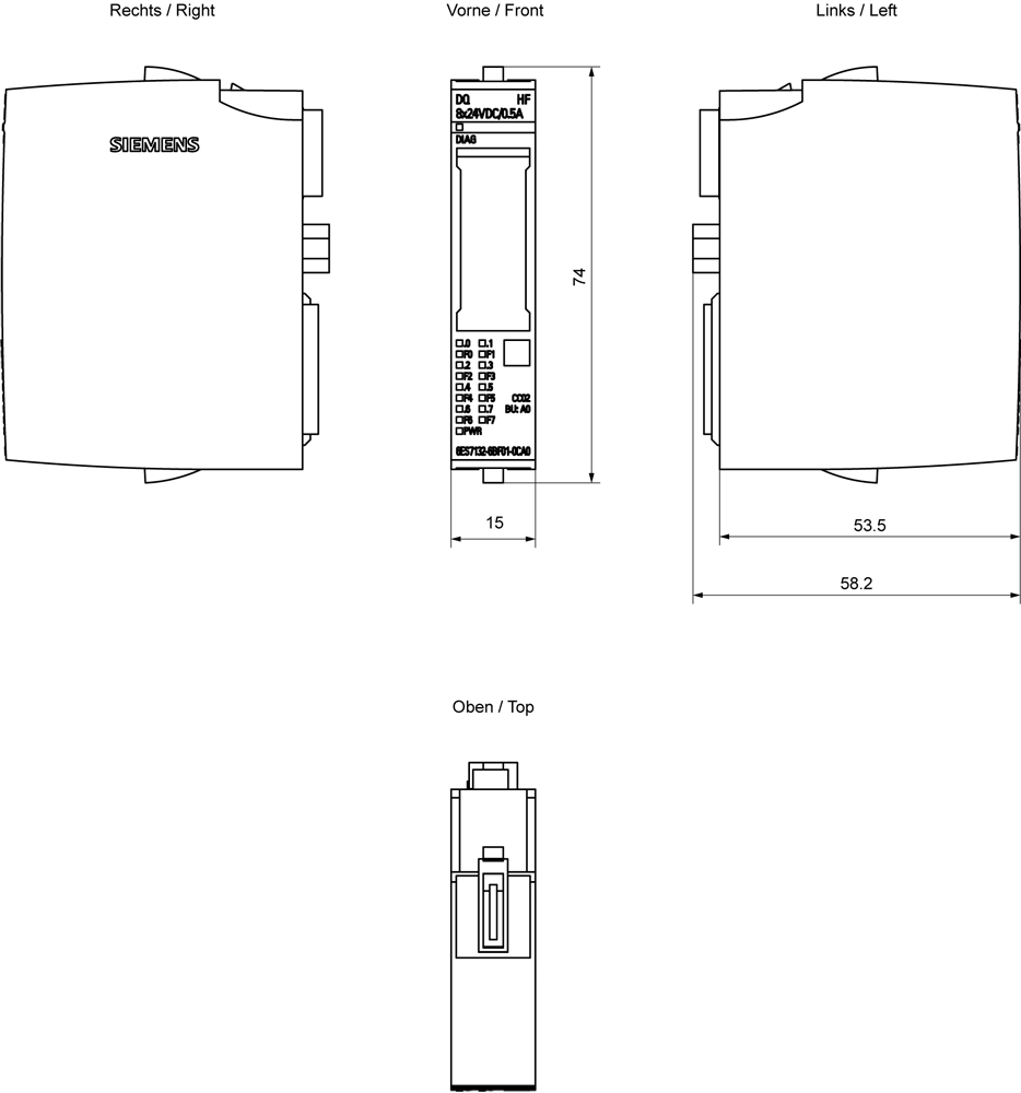 SIMATIC ET 200SP DQ 8x24VDC/0.5A HF PU 1