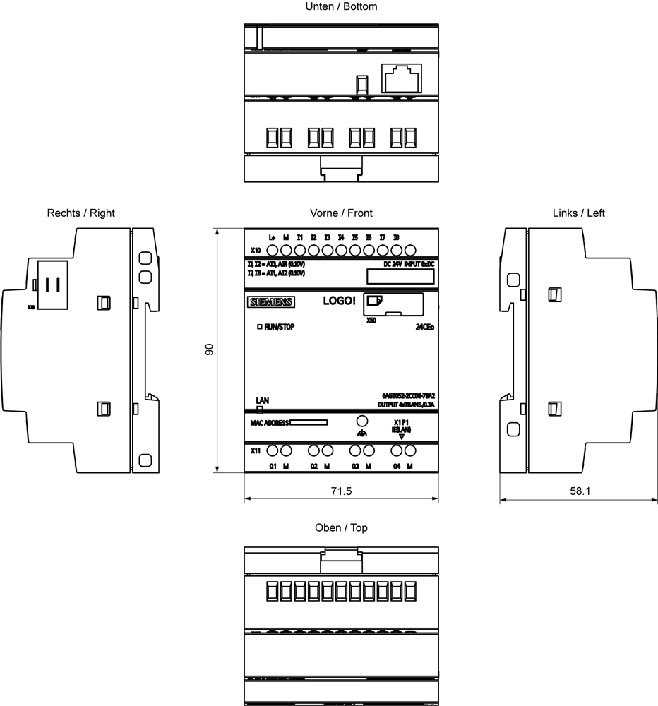 SIPLUS LOGO! 24CEO based on 6ED1052-2CC08-0BA2 with conformal coating -40...+70 °C startup -25 °C . logic module - Image 2