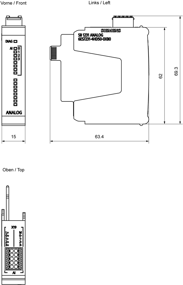 SIMATIC S7-1200 G2 SB 1231, AI 4x 14 bit