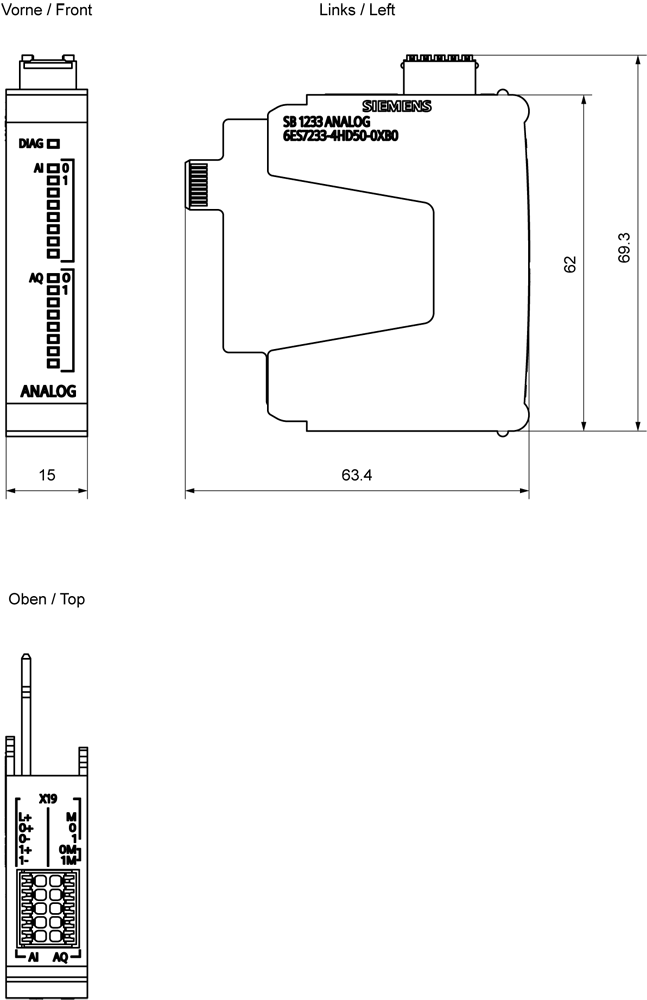 SIMATIC S7-1200 G2 SB 1233, AI 2x 14 bit/AQ 2x 14 bit