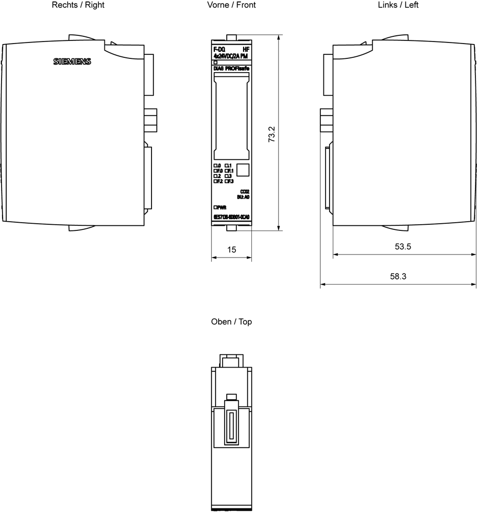 SIMATIC ET 200SP F-DQ 4x 24 V DC/2 A PM HF