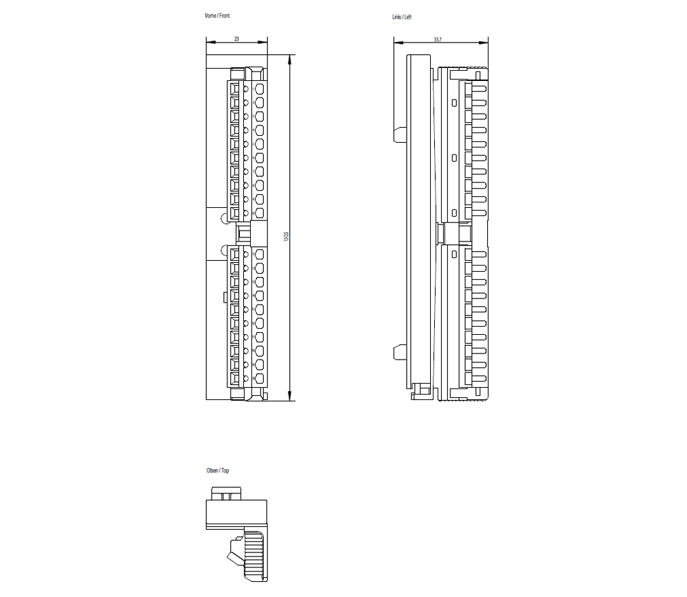 SIMATIC S7-300 Front connector 20-pin, spring-loaded terminal