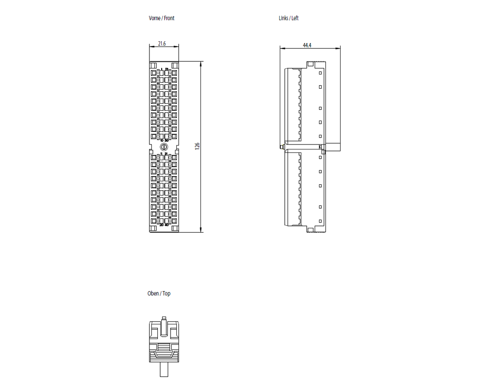 SIMATIC S7-300 Front connector 40-pin, spring-loaded terminal