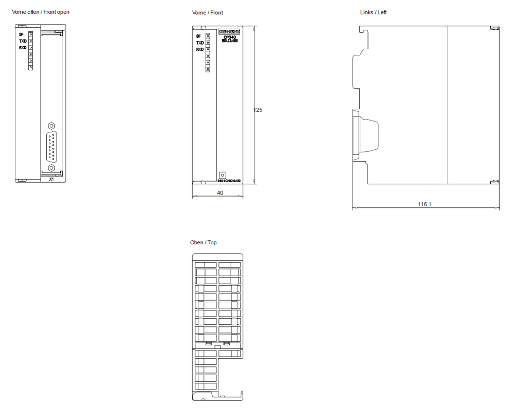 SIMATIC S7-300 CP 340 RS 422 / 485 ASCII, 3964(R), printer