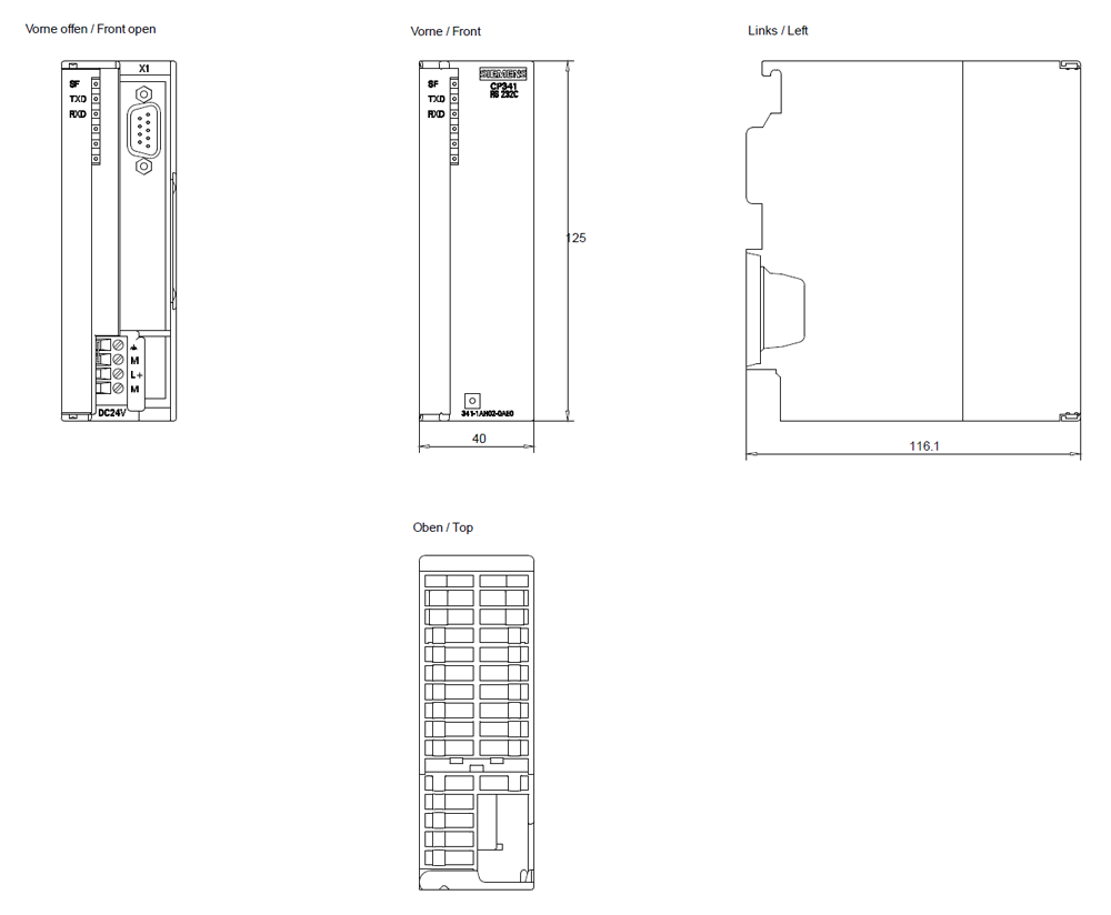 SIMATIC S7-300 CP 341 RS 232C ASCII, 3964(R), RK512, printer, Modbus RTU can be loaded