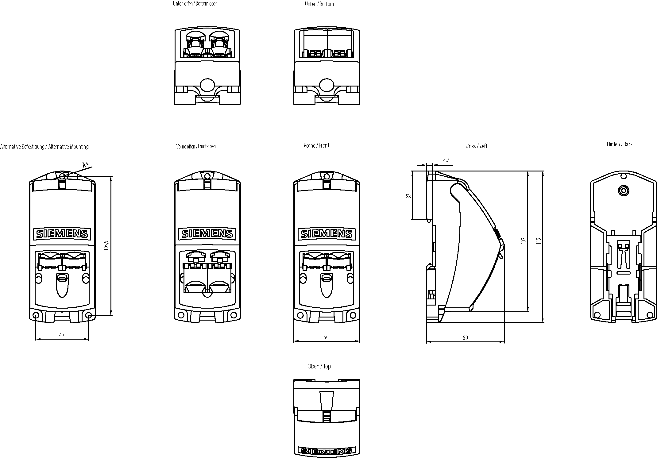 6GK1901-1BE00-0AA1 IE FC RJ45, mod. zásuvka, základní modul 2FE, výměnná vložka pro 2x100 Mbit/s-SS