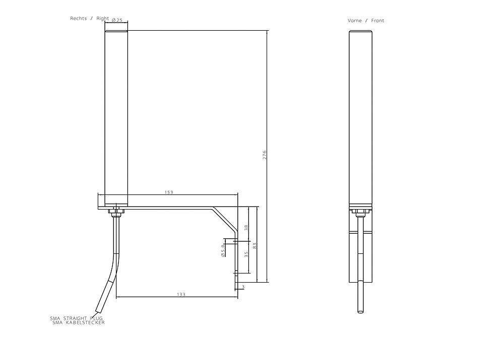 Anténa ANT794-4MR, mobilní ant., GSM/UMTS/LTE-EU, všesměrová, SMA, 5m kabel