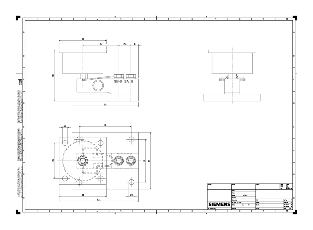 SIWAREX WL230 BASE PLATE SB-S SA 0,5 T / 1 T - NOMINAL LOAD 0,5 T / 1 T =- Material: STAINLESS STEEL