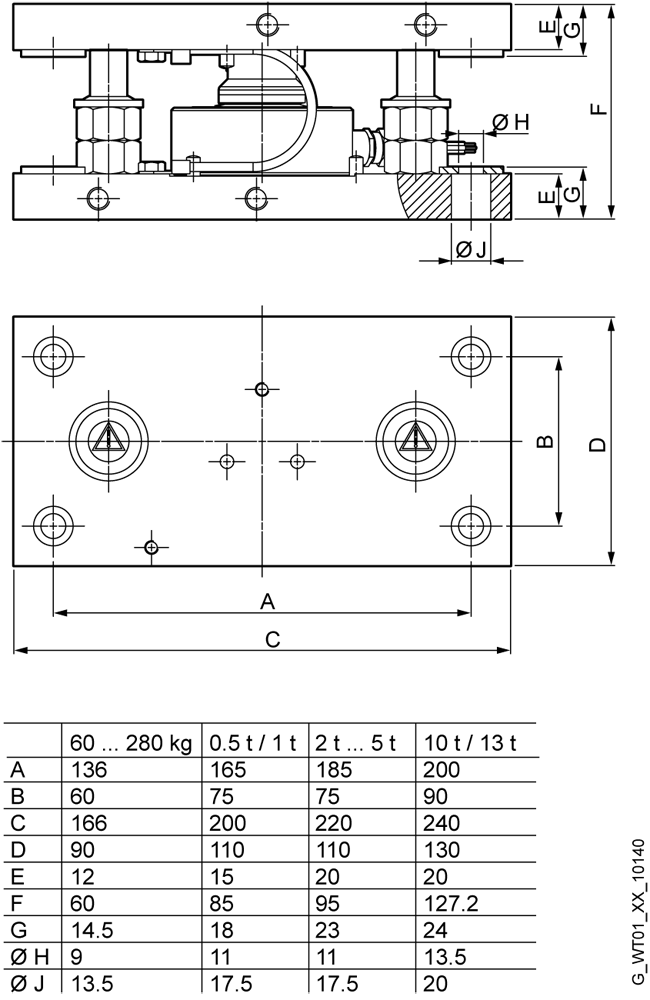 MOUNTING UNIT FOR LOAD CELLS SIWAREX WL280 RN-S SA 2T, 3.5T OR 5T INSTALLATION READY PRE-ASSEMBLED AND PREDEFINED ASSEMBLY PACKAGE WITH AN LOCKED H...
