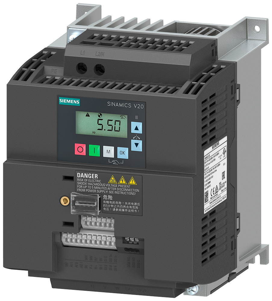 6SL3210-5BB22-2BV1 SINAMICS V20, 1 Střídavé 200-240 V, 2,20 kW, IP20, FSAD