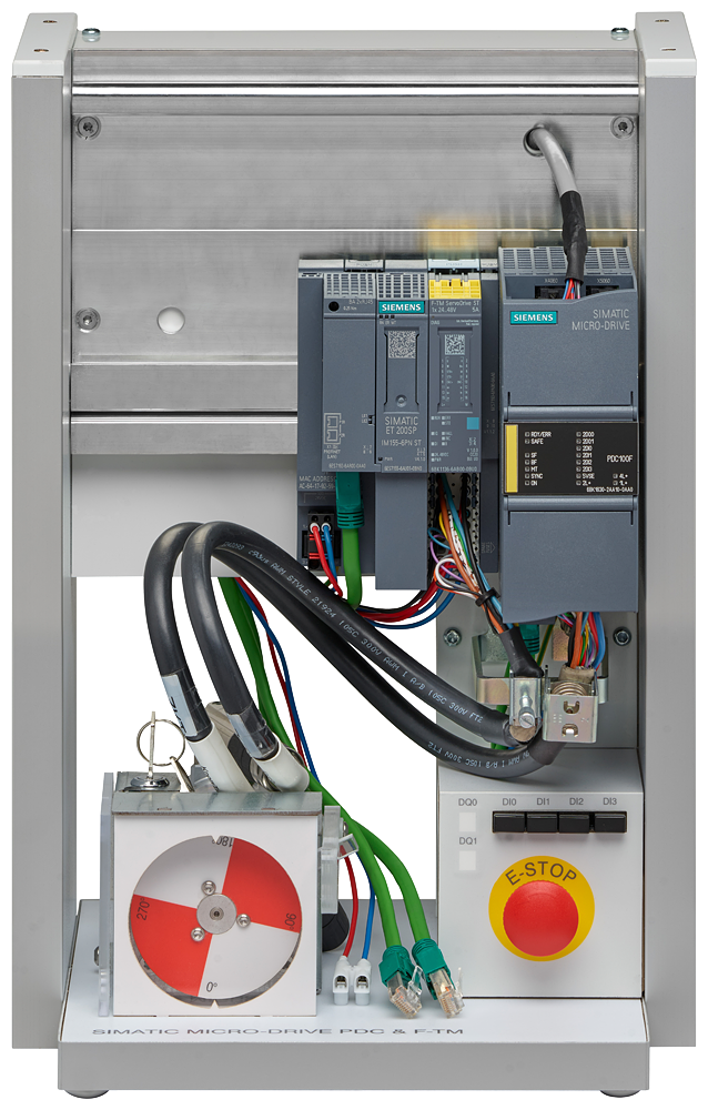 Micro Drive PDC_F-TM Drive Democase . SIMATIC MICRO-DRIVE PDC100F ET 200SP IM 155-6PN ST BUNDLE F-TM ServoDrive 1x24..48V 5A Prepared for S7-1500 by Siemens