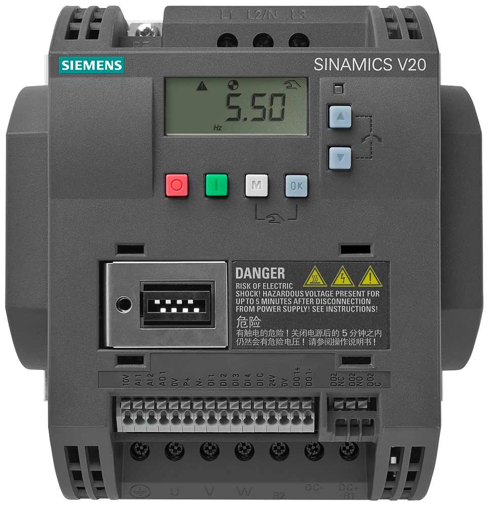 6SL3210-5BE23-0CV1 SINAMICS V20, 3 Střídavé 380-480 V, 3,00 kW, typ IP20 / UL open, FSB