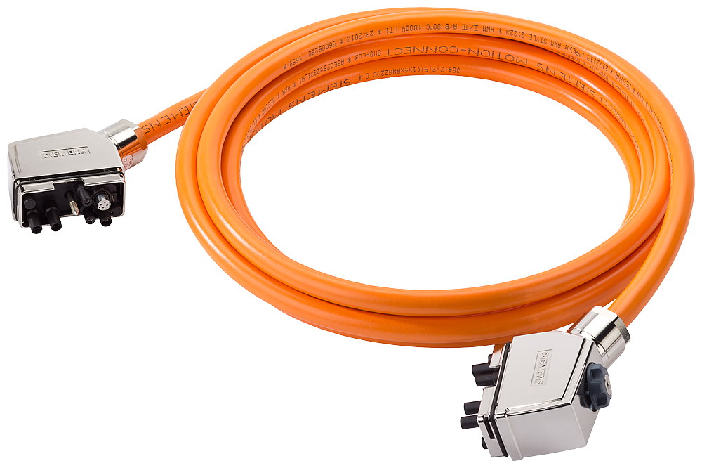 Pre-assembled hybrid cable type: 6FX8002-7HY11 Power and DRIVE-CLiQ Outlet direction NDE/DE for SINAMICS S120M MOTION-CONNECT 800PLUS Trailing type...