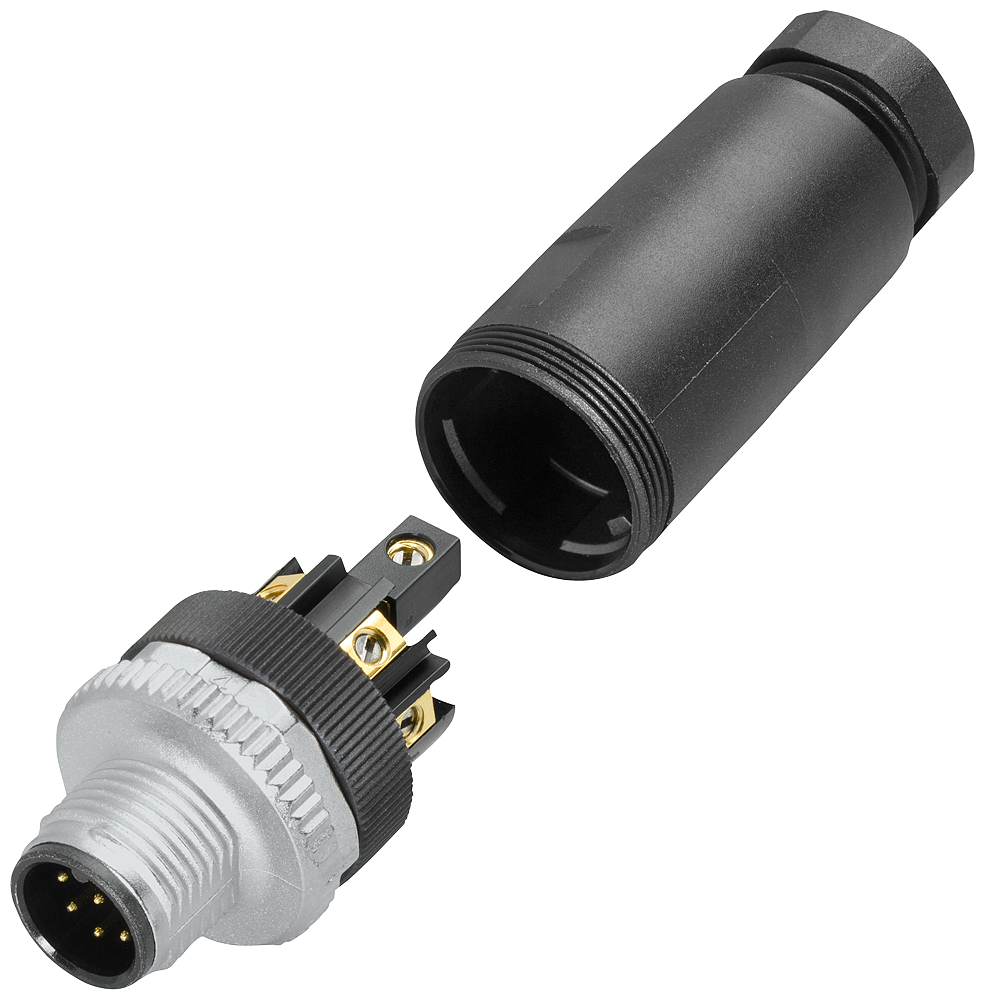 Konektor RF M12 8pól., vidlice, přímá, šroubová svorka, min. množství obj. 5 ks