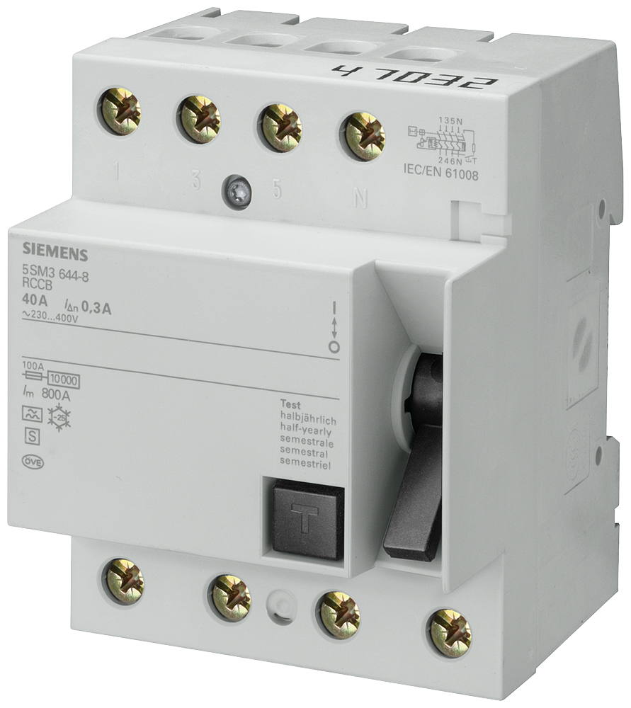 RCCB, 4-pole, type A, In: 100 A, 500 mA, Un AC: 400 V
