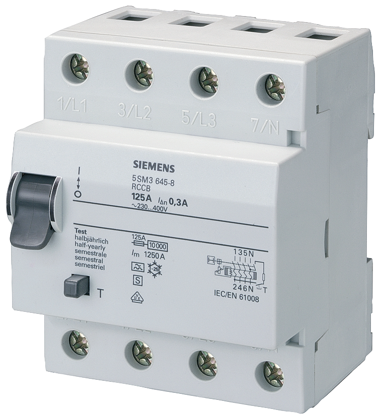 RCCB, 4-pole, type A, selective, In: 125 A, 300 mA, Un AC: 400 V