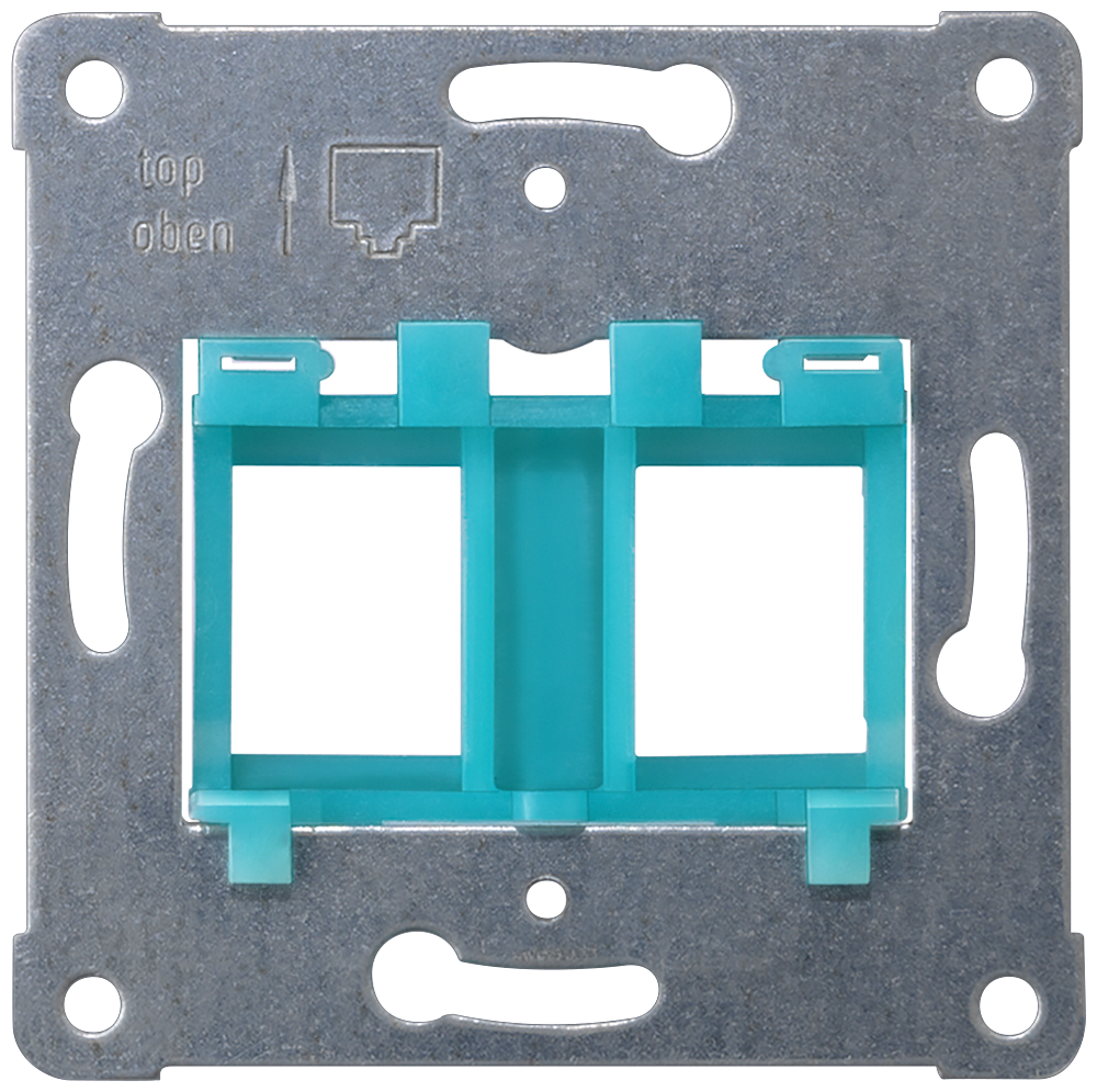 Support plate blue insert for accommodating up to 2 modular jack connectors Screw mounting PEHA design. MJ8 by Siemens
