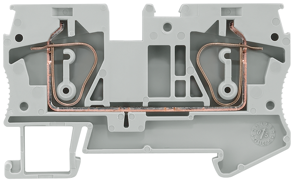 Průchozí svorka s přípojkou tažné pružiny, průřez: 0,5-6mm², šířka: 8,2mm