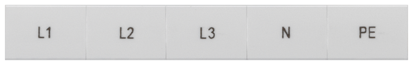 Popisovací štítek, čelní, s L1, L2, L3, PE, N, vertikální