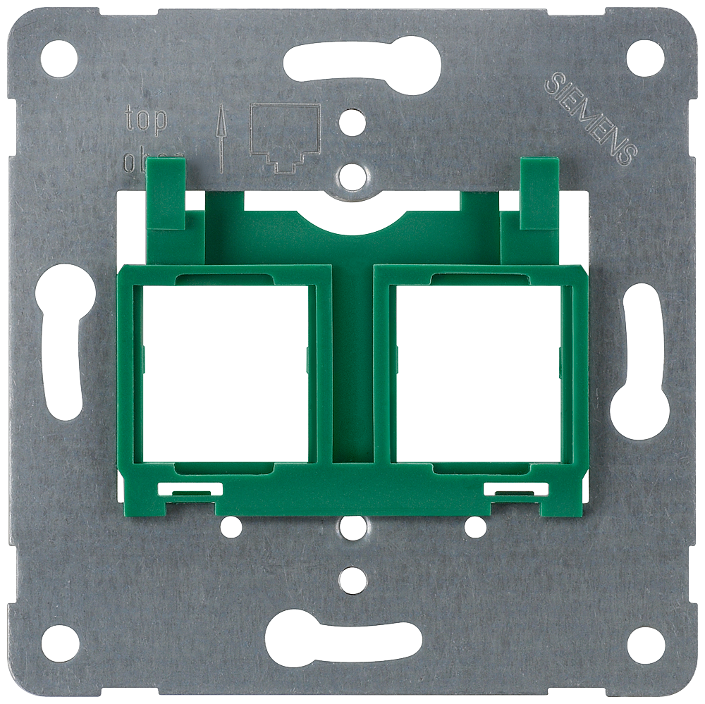 Support plate green insert for accommodating up to 2 modular jack connectors Screw mounting PEHA design. MJ5 by Siemens