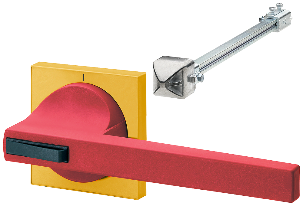 Ovládací prvek do dveří 8UC7 rukojeť červená/modrozelená základní výhledová clona žlutá