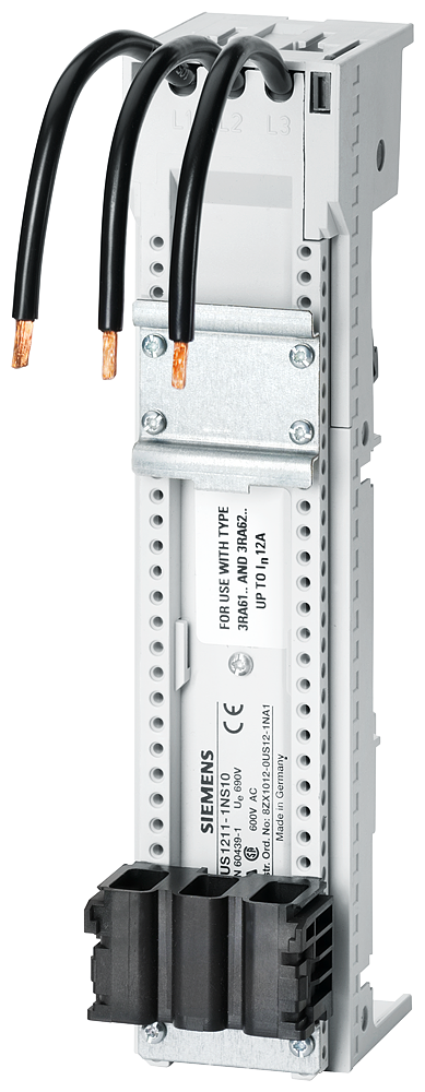 ШИННЫЙ ДЕРЖАТЕЛЬ 60 MM DEVICE ADAPTER, WIDTH: 45 MM BUSBAR THICKN.:5.10MM+TT-PROF. WITH 1 MOUNTING RAIL 35MM FOR COMPACT STARTER 3RA6 LENGTH 200MM UE 690V,IE UP TO 32A,ATTENTION: IF RATED CURRENT >12A AND SHORT-CIRCUIT CURRENT>25KA MAX. CONDUCTOR CROSS-SE