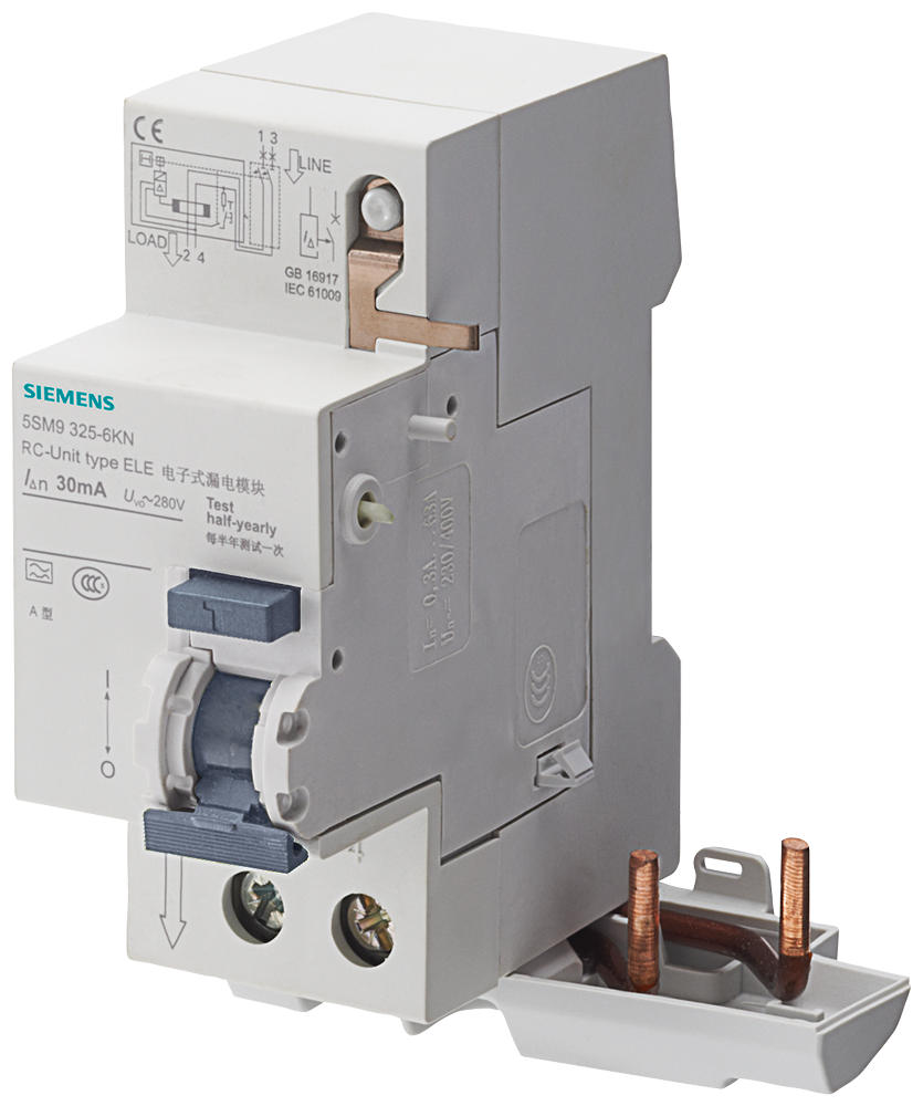 RC unit, 2-pole, type AC, In: 40 A, 100 mA, Un AC: 400 V