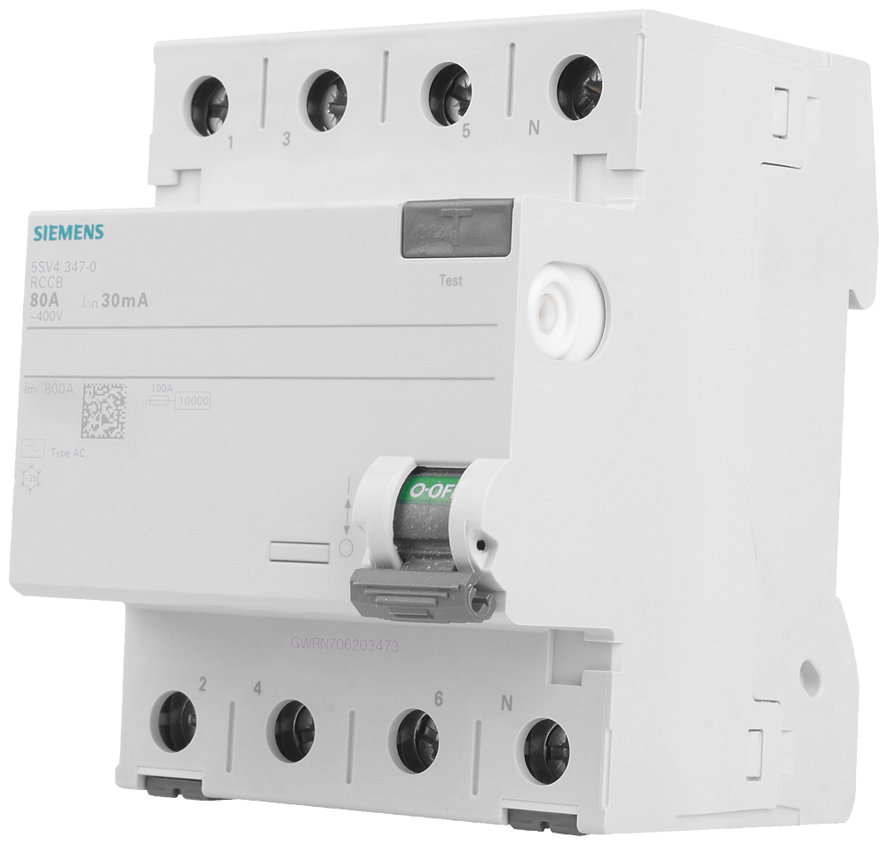 Áram-védőkapcsoló (Fi-relé) analóg 3P+N 80A 30mA AC-típus 10kA SENTRON SIEMENS
