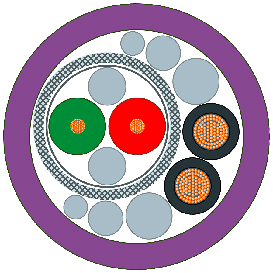 6XV1860-2R PB hybridní standartní kabel GP, 2xCu 0,64mm, 2xCu 1,5mm2, prodáváno po metrech
