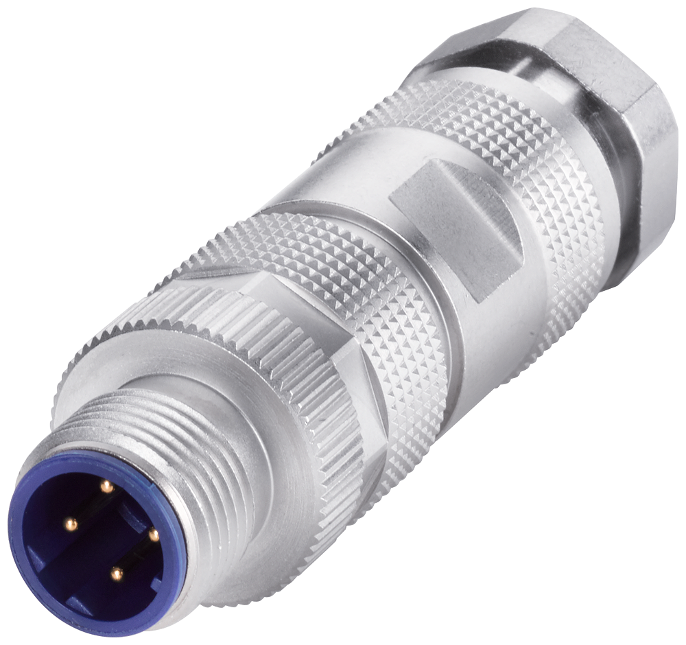 IE FC M12 Plug PRO, konektor M12, vývod kabelu 180°, D-kódování, 1 ks