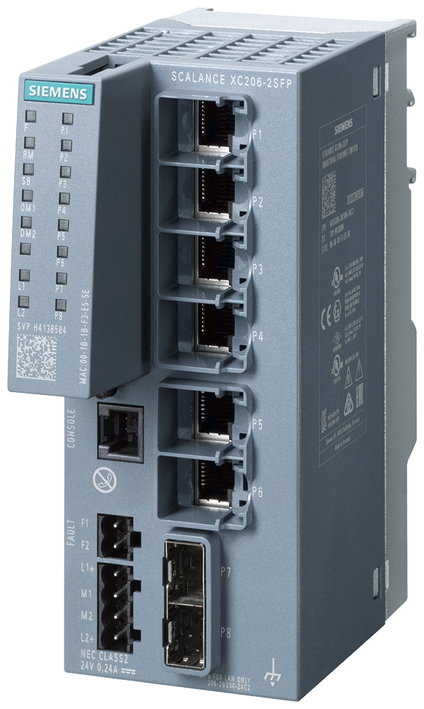 SIPLUS NET SCALANCE XC206-2SFP, konfigurovatelný switch Layer 2, 6x RJ45, 2x SFP