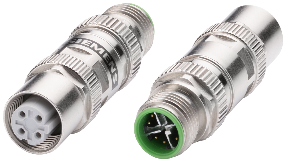 IE adapter M12-X/M12-D; Cat5e; M12 D-encoded socket to M12 X- encoded pin; for easy connection of M12 interfaces with D and X coding; 1 pack = 1 unit; by Siemens