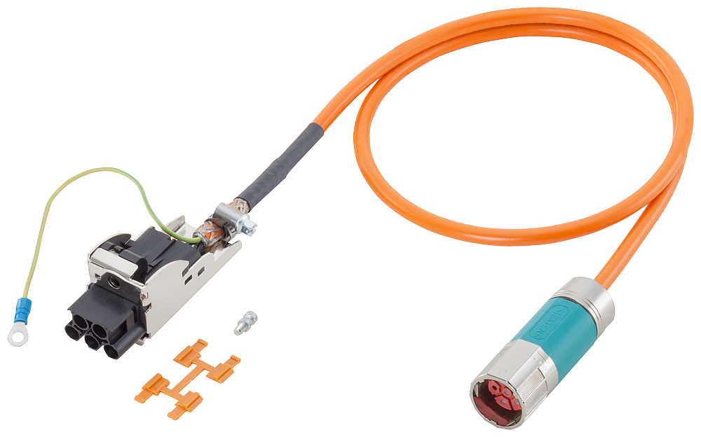Power cable pre-assembled type: 6FX5002-5CS01 (1FT/1FK/1PH for SINAMICS) 4x 1.5 C, Connector Sz. 1/1.5 mm2 UL/CSA DESINA MOTION-CONNECT 500 Dmax=8....