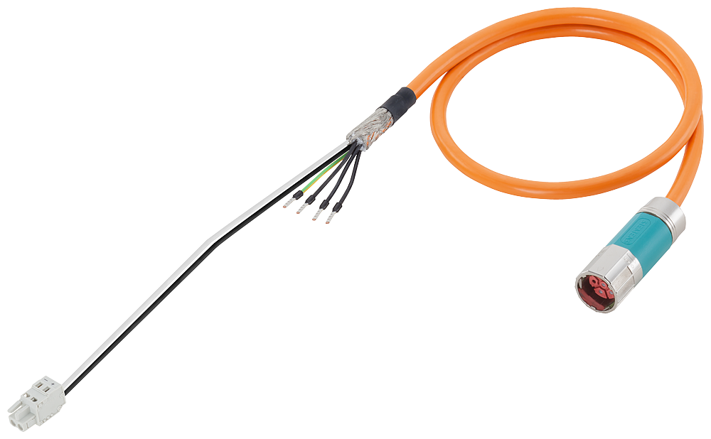 Power cable, pre-assembled type: 6FX5002-5DA30 4x 1.5+(2x1.5) C, Connector Sz. 0.5 (1FK7 AH20 to Power Modules and AC/AC drives) UL/CSA DESINA MOTI...