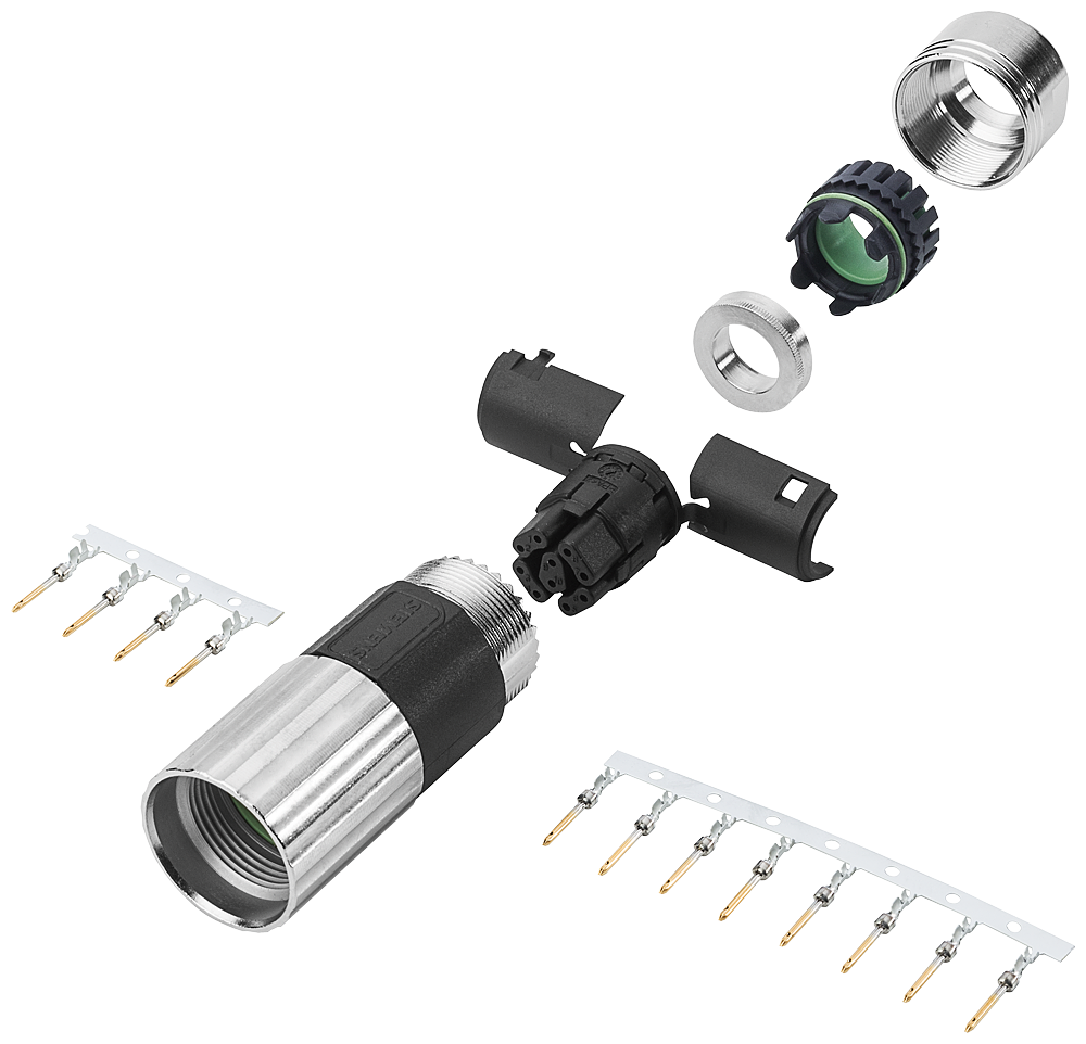 Signal connector type: 6FX2003-0DU37 DRIVE-CLiQ 10-pole M17 full thread Union nut, Socket 1x 10-pole insulated conductive part 10x contacts AWG 20-...