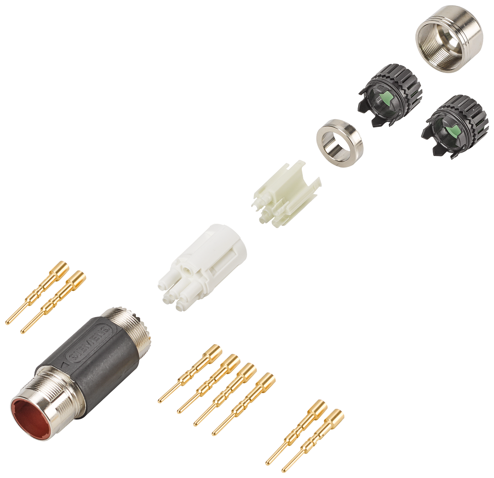 Power connector Sz. 1 type: 6FX2003-0LA30 SPEED-CONNECT 6-pole pin, male thread 1x 6-pole insulator 8x pin contacts (1-2.5 mm2) 2x cable terminal f...
