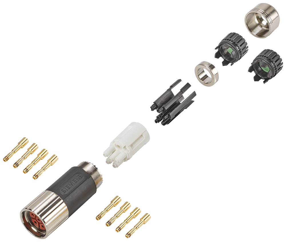 Power connector Sz. 1 type: 6FX2003-0LU00 6-pole socket, screw cap 1x 6-pole insulator 8x socket contact (1-2.5 mm2) 2x cable terminal for cable di...