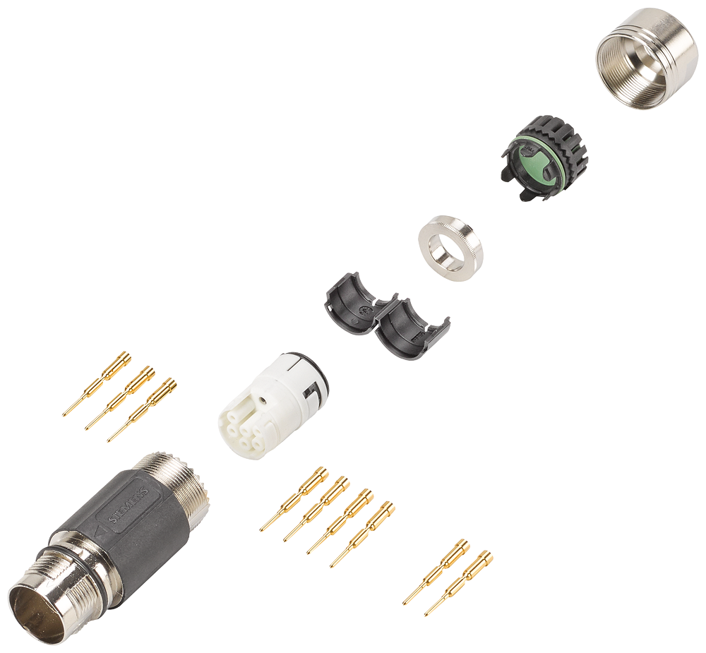 Signal and power connector type: 6FX2003-0SA07 male thread pin Sz. 0.5 (M17) 1 x 7-pole insulator 9 x pin contacts (0.5-1.5 mm2) for cable diameter...