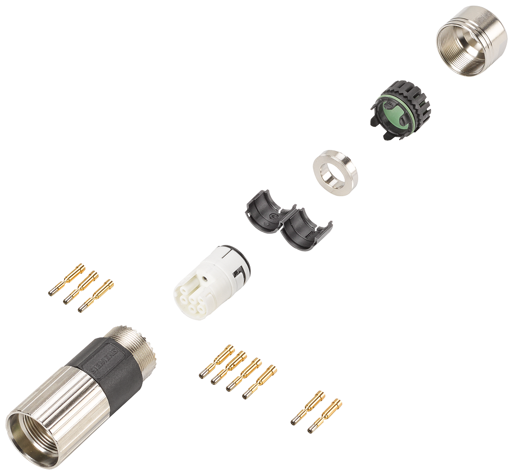Power connector type: 6FX2003-0SU07 union nut socket Sz. 0.5 (M17) 1 x 7-pole insulator 9 x cont. (0.5-1.5 mm2) for cable diameter: 9.5-12 mm