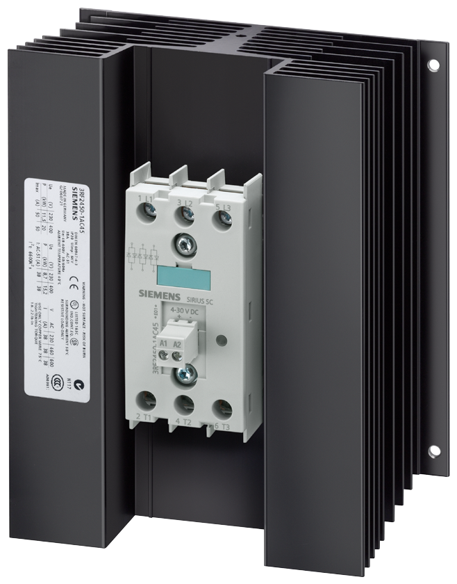 Solid-state contactor 3-phase 3RF2 AC 51 / 50 a / 40 c 48-600 v / 4-30 V DC 3-phase controlled screw terminal blocking voltage 1200 v